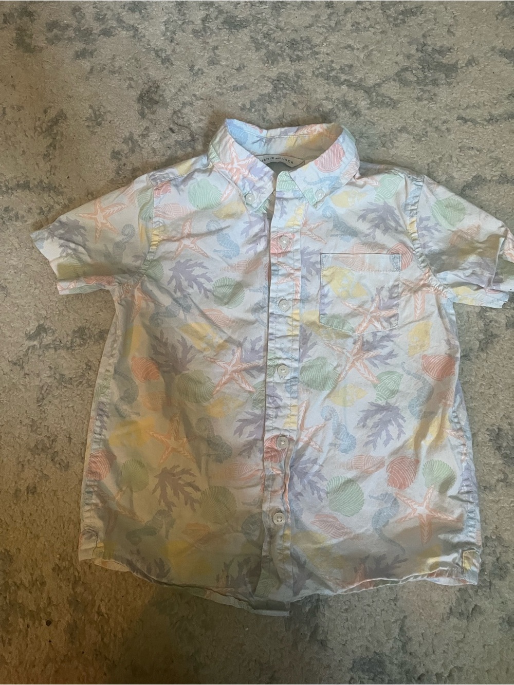 Janie and Jack Pastel Seashell & Starfish Short Sleeve Button-Up Shirt